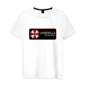 Мужская футболка хлопок с принтом Umbrella corporation Нашивка-2 в Курске, 100% хлопок | прямой крой, круглый вырез горловины, длина до линии бедер, слегка спущенное плечо. | resident evil | вирус | зомби
