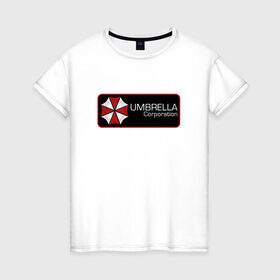 Женская футболка хлопок с принтом Umbrella corporation Нашивка-2 в Курске, 100% хлопок | прямой крой, круглый вырез горловины, длина до линии бедер, слегка спущенное плечо | resident evil | вирус | зомби