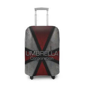 Чехол для чемодана 3D с принтом Umbrella corps в Курске, 86% полиэфир, 14% спандекс | двустороннее нанесение принта, прорези для ручек и колес | resident evil | вирус | зомби
