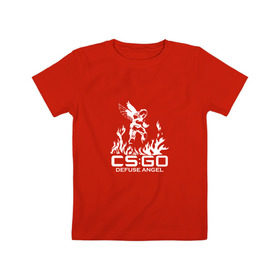 Детская футболка хлопок с принтом cs:go - Defuse Angel в Курске, 100% хлопок | круглый вырез горловины, полуприлегающий силуэт, длина до линии бедер | cs | csgo | ct | fire | game | terror | го | кс | ксго | огонь