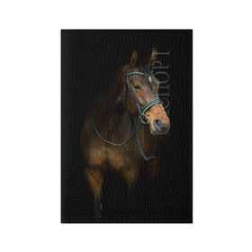 Обложка для паспорта матовая кожа с принтом Породистый жеребец в Курске, натуральная матовая кожа | размер 19,3 х 13,7 см; прозрачные пластиковые крепления | жеребец | животные | конь | лошадка | лошадь | погоня | седло | скакун | скачки | узда