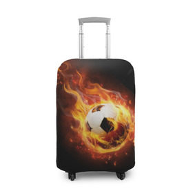 Чехол для чемодана 3D с принтом Страсть к футболу в Курске, 86% полиэфир, 14% спандекс | двустороннее нанесение принта, прорези для ручек и колес | игра | искры | мяч | огонь | пламя | спорт | страсть | фанат | футбол | футболист