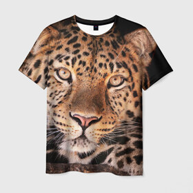 Мужская футболка 3D с принтом Леопард в Курске, 100% полиэфир | прямой крой, круглый вырез горловины, длина до линии бедер | гепард | грация | дикая кошка | добыча | животные | леопард | ловкость | опасность | пятна | хищник | ягуар