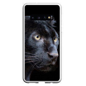 Чехол для Samsung Galaxy S10 с принтом Пантера в Курске, Силикон | Область печати: задняя сторона чехла, без боковых панелей | дикая кошка | добыча | животные | ловкость | охота | пантера | сила | скорость | смекалка | хитрость | хищник