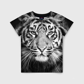 Детская футболка 3D с принтом Красавец тигр в Курске, 100% гипоаллергенный полиэфир | прямой крой, круглый вырез горловины, длина до линии бедер, чуть спущенное плечо, ткань немного тянется | джунгли | дикая кошка | животные | зверь | король | кровь | мясо | опасность | охотник | тигр | хищник | царь | цирк