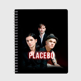 Тетрадь с принтом Placebo группа в Курске, 100% бумага | 48 листов, плотность листов — 60 г/м2, плотность картонной обложки — 250 г/м2. Листы скреплены сбоку удобной пружинной спиралью. Уголки страниц и обложки скругленные. Цвет линий — светло-серый
 | placebo | брайан молко | молко | плацебо | плейсибо | плэйсибо