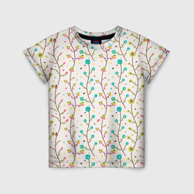 Детская футболка 3D с принтом Цветочные лианы в Курске, 100% гипоаллергенный полиэфир | прямой крой, круглый вырез горловины, длина до линии бедер, чуть спущенное плечо, ткань немного тянется | Тематика изображения на принте: весна | лианы | цвета | цветы