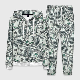 Мужской костюм 3D с принтом Банкноты в Курске, 100% полиэстер | Манжеты и пояс оформлены тканевой резинкой, двухслойный капюшон со шнурком для регулировки, карманы спереди | dollars | swag | бабло | банкноты | деньги | доллары | кеш | сваг | свег | свэг