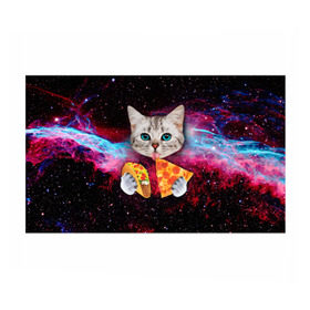 Бумага для упаковки 3D с принтом Кот с едой в Курске, пластик и полированная сталь | круглая форма, металлическое крепление в виде кольца | Тематика изображения на принте: art | cat | pizza | space | еда | космос | кот | кот в космосе | кот с едой | котенок | котик | пицца