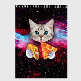 Скетчбук с принтом Кот с едой в Курске, 100% бумага
 | 48 листов, плотность листов — 100 г/м2, плотность картонной обложки — 250 г/м2. Листы скреплены сверху удобной пружинной спиралью | art | cat | pizza | space | еда | космос | кот | кот в космосе | кот с едой | котенок | котик | пицца