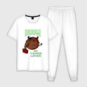 Мужская пижама хлопок с принтом Doom 20 лет спустя в Курске, 100% хлопок | брюки и футболка прямого кроя, без карманов, на брюках мягкая резинка на поясе и по низу штанин
 | 