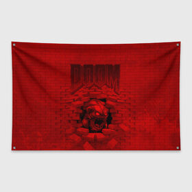 Флаг-баннер с принтом Демон в Курске, 100% полиэстер | размер 67 х 109 см, плотность ткани — 95 г/м2; по краям флага есть четыре люверса для крепления | 