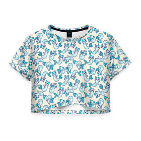 Женская футболка 3D укороченная с принтом Которыб в Курске, 100% полиэстер | круглая горловина, длина футболки до линии талии, рукава с отворотами | котики | милые | паттерн