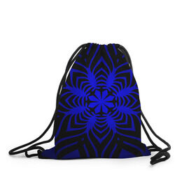 Рюкзак-мешок 3D с принтом Трайбл узор в Курске, 100% полиэстер | плотность ткани — 200 г/м2, размер — 35 х 45 см; лямки — толстые шнурки, застежка на шнуровке, без карманов и подкладки | градиент | синий | цветок | черный