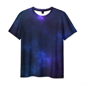 Мужская футболка 3D с принтом Звёздное небо в Курске, 100% полиэфир | прямой крой, круглый вырез горловины, длина до линии бедер | вселенная | галактика | звёзды | камета | космос | метеориты | метеоры | небо | ночь | солнечная система