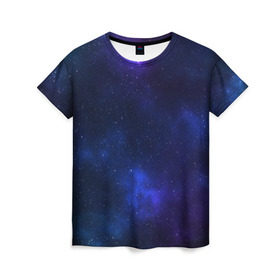 Женская футболка 3D с принтом Звёздное небо в Курске, 100% полиэфир ( синтетическое хлопкоподобное полотно) | прямой крой, круглый вырез горловины, длина до линии бедер | вселенная | галактика | звёзды | камета | космос | метеориты | метеоры | небо | ночь | солнечная система
