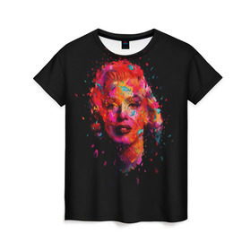 Женская футболка 3D с принтом Marilyn Monroe Art в Курске, 100% полиэфир ( синтетическое хлопкоподобное полотно) | прямой крой, круглый вырез горловины, длина до линии бедер | art | marilyn monroe | живопись | искусство | мэрилин монро