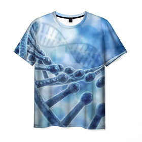 Мужская футболка 3D с принтом Молекула ДНК в Курске, 100% полиэфир | прямой крой, круглый вырез горловины, длина до линии бедер | dna | биохимия | внешность | ген | генетика | днк | молекула | наследственность | спираль | способности | структура | характер | черты