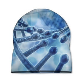 Шапка 3D с принтом Молекула ДНК в Курске, 100% полиэстер | универсальный размер, печать по всей поверхности изделия | dna | биохимия | внешность | ген | генетика | днк | молекула | наследственность | спираль | способности | структура | характер | черты