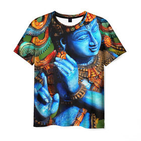 Мужская футболка 3D с принтом Индия в Курске, 100% полиэфир | прямой крой, круглый вырез горловины, длина до линии бедер | богиня | индия | новая | хинди | цветная
