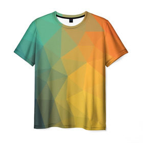 Мужская футболка 3D с принтом LowPoly Gradient в Курске, 100% полиэфир | прямой крой, круглый вырез горловины, длина до линии бедер | colors | gradient | lowpoly | poly | градиент | цвета