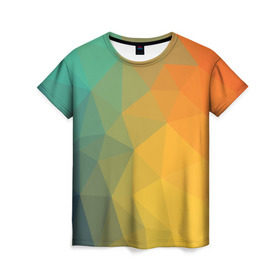 Женская футболка 3D с принтом LowPoly Gradient в Курске, 100% полиэфир ( синтетическое хлопкоподобное полотно) | прямой крой, круглый вырез горловины, длина до линии бедер | colors | gradient | lowpoly | poly | градиент | цвета