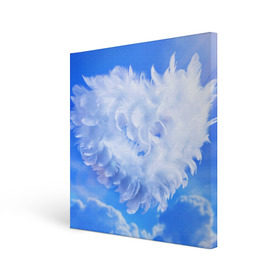 Холст квадратный с принтом Сердце в Курске, 100% ПВХ |  | Тематика изображения на принте: голубая | любовь | небо | новая | перья | сердце