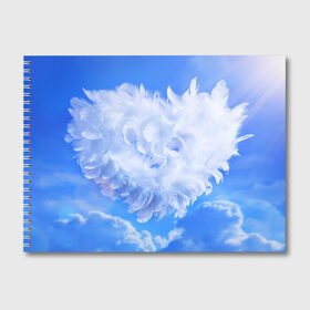 Альбом для рисования с принтом Сердце в Курске, 100% бумага
 | матовая бумага, плотность 200 мг. | Тематика изображения на принте: голубая | любовь | небо | новая | перья | сердце