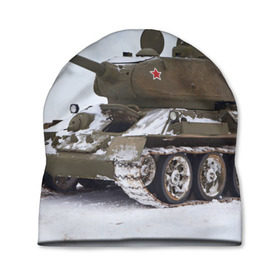 Шапка 3D с принтом Танк т34-85 в Курске, 100% полиэстер | универсальный размер, печать по всей поверхности изделия | Тематика изображения на принте: 34 85 | армия | танк