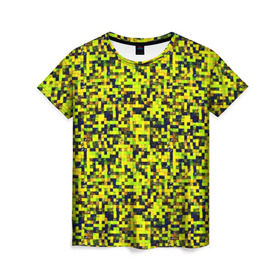 Женская футболка 3D с принтом Пиксели в Курске, 100% полиэфир ( синтетическое хлопкоподобное полотно) | прямой крой, круглый вырез горловины, длина до линии бедер | кубики | пиксели | текстуры