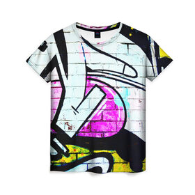 Женская футболка 3D с принтом Абстрактный в Курске, 100% полиэфир ( синтетическое хлопкоподобное полотно) | прямой крой, круглый вырез горловины, длина до линии бедер | граффити | искусство