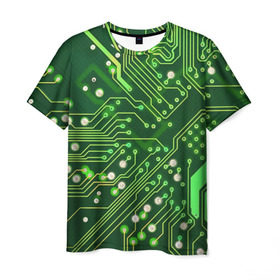 Мужская футболка 3D с принтом Микросхема в Курске, 100% полиэфир | прямой крой, круглый вырез горловины, длина до линии бедер | it | компьютер | материнка | микросхема | пк | процессор