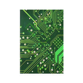 Обложка для паспорта матовая кожа с принтом Микросхема в Курске, натуральная матовая кожа | размер 19,3 х 13,7 см; прозрачные пластиковые крепления | it | компьютер | материнка | микросхема | пк | процессор