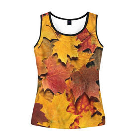Женская майка 3D с принтом Осень на дворе в Курске, 100% полиэстер | круглая горловина, прямой силуэт, длина до линии бедра | бордовый | жёлтый | красный | листва | листья