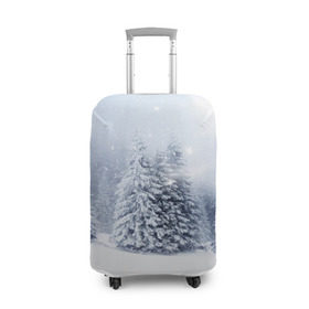Чехол для чемодана 3D с принтом Зимняя пора в Курске, 86% полиэфир, 14% спандекс | двустороннее нанесение принта, прорези для ручек и колес | вьюга | горы | зима | лес | метель | мороз | пейзаж | пурга | снег | снегопад | сосулька | стужа | сугроб | холод