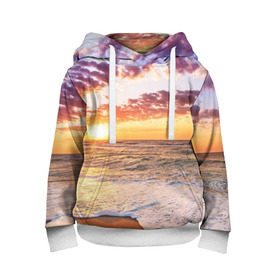 Детская толстовка 3D с принтом Sunset в Курске, 100% полиэстер | двухслойный капюшон со шнурком для регулировки, мягкие манжеты на рукавах и по низу толстовки, спереди карман-кенгуру с мягким внутренним слоем | волны | закат | море | небо | океан | рассвет | солнце