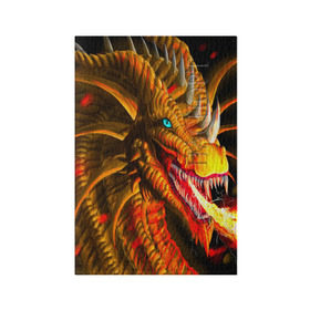 Обложка для паспорта матовая кожа с принтом Дракон в Курске, натуральная матовая кожа | размер 19,3 х 13,7 см; прозрачные пластиковые крепления | арт | дракон | огонь