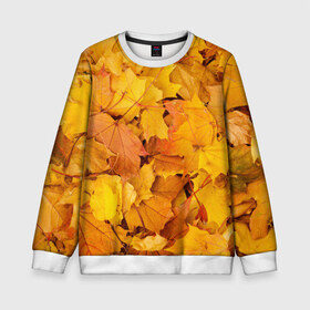 Детский свитшот 3D с принтом Золотая листва в Курске, 100% полиэстер | свободная посадка, прямой крой, мягкая тканевая резинка на рукавах и понизу свитшота | жёлтый осень | золото | листья