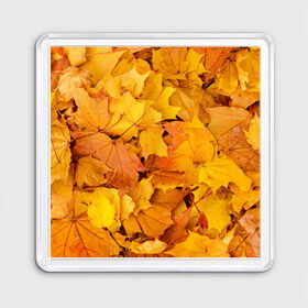 Магнит 55*55 с принтом Золотая листва в Курске, Пластик | Размер: 65*65 мм; Размер печати: 55*55 мм | жёлтый осень | золото | листья