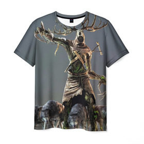 Мужская футболка 3D с принтом Леший в Курске, 100% полиэфир | прямой крой, круглый вырез горловины, длина до линии бедер | gerald | wild hunt | witcher | ведьмак | геральд | дикая охота