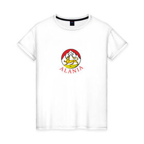 Женская футболка хлопок с принтом Аллон в Курске, 100% хлопок | прямой крой, круглый вырез горловины, длина до линии бедер, слегка спущенное плечо | алания | северная осетия алания