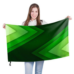 Флаг 3D с принтом Зелёные стрелы в Курске, 100% полиэстер | плотность ткани — 95 г/м2, размер — 67 х 109 см. Принт наносится с одной стороны | геометрия | зеленый | полосы