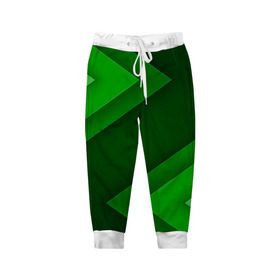 Детские брюки 3D с принтом Зелёные стрелы в Курске, 100% полиэстер | манжеты по низу, эластичный пояс регулируется шнурком, по бокам два кармана без застежек, внутренняя часть кармана из мелкой сетки | геометрия | зеленый | полосы
