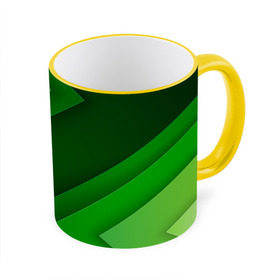 Кружка 3D с принтом Зелёные стрелы в Курске, керамика | ёмкость 330 мл | Тематика изображения на принте: геометрия | зеленый | полосы