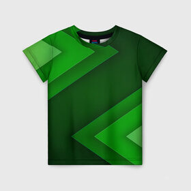 Детская футболка 3D с принтом Зелёные стрелы в Курске, 100% гипоаллергенный полиэфир | прямой крой, круглый вырез горловины, длина до линии бедер, чуть спущенное плечо, ткань немного тянется | геометрия | зеленый | полосы