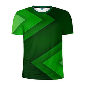 Мужская футболка 3D спортивная с принтом Зелёные стрелы в Курске, 100% полиэстер с улучшенными характеристиками | приталенный силуэт, круглая горловина, широкие плечи, сужается к линии бедра | геометрия | зеленый | полосы