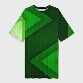 Платье-футболка 3D с принтом Зелёные стрелы в Курске,  |  | геометрия | зеленый | полосы