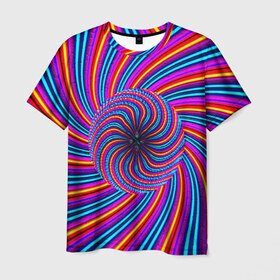 Мужская футболка 3D с принтом Радуга в Курске, 100% полиэфир | прямой крой, круглый вырез горловины, длина до линии бедер | краска | линии | цветные