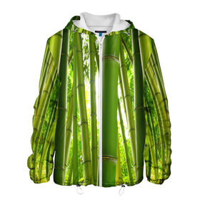 Мужская куртка 3D с принтом Бамбук в Курске, ткань верха — 100% полиэстер, подклад — флис | прямой крой, подол и капюшон оформлены резинкой с фиксаторами, два кармана без застежек по бокам, один большой потайной карман на груди. Карман на груди застегивается на липучку | Тематика изображения на принте: бамбук | зеленая | растения