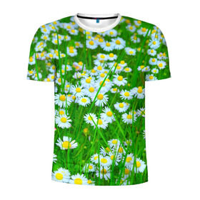 Мужская футболка 3D спортивная с принтом Ромашки в Курске, 100% полиэстер с улучшенными характеристиками | приталенный силуэт, круглая горловина, широкие плечи, сужается к линии бедра | поле | природа | ромашка | цветы